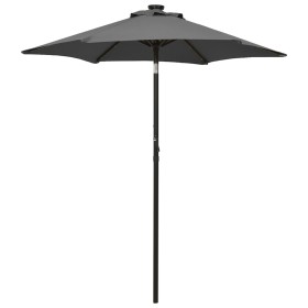 Anthracite aluminum parasol with LED lights 200x211 cm by , Umbrellas - Ref: Foro24-313559, Price: 69,99 €, Discount: %