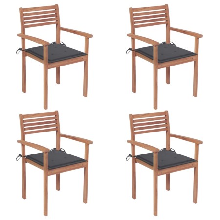 Garden chairs 4 units teak wood and anthracite gray cushions by , Garden chairs - Ref: Foro24-3062289, Price: 329,99 €, Disco...