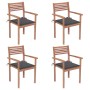 Garden chairs 4 units teak wood and anthracite gray cushions by , Garden chairs - Ref: Foro24-3062289, Price: 329,99 €, Disco...