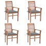 Dining chairs 4 pcs solid teak wood with gray cushions by , Garden chairs - Ref: Foro24-3062623, Price: 387,61 €, Discount: %