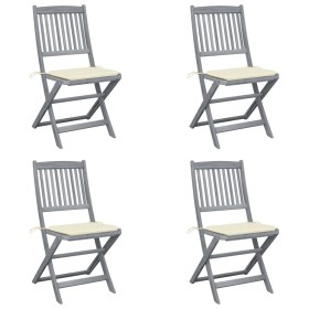 Folding garden chairs 4 pcs with solid acacia wood cushions by , Garden chairs - Ref: Foro24-3064565, Price: 201,99 €, Discou...