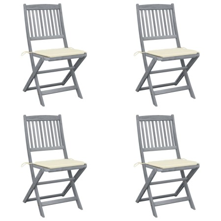 Folding garden chairs 4 pcs with solid acacia wood cushions by , Garden chairs - Ref: Foro24-3064565, Price: 205,86 €, Discou...