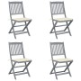 Folding garden chairs 4 pcs with solid acacia wood cushions by , Garden chairs - Ref: Foro24-3064565, Price: 205,86 €, Discou...