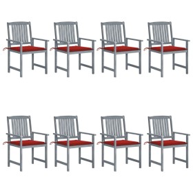 Garden chairs with cushions 8 pcs solid acacia wood in gray by , Garden chairs - Ref: Foro24-3078228, Price: 541,60 €, Discou...