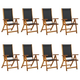 Folding garden chairs 8 pcs solid acacia wood textilene by , Garden chairs - Ref: Foro24-3120456, Price: 593,89 €, Discount: %