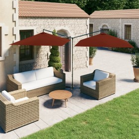 Double umbrella with terracotta steel post 600x300 cm by , Umbrellas - Ref: Foro24-312559, Price: 151,99 €, Discount: %