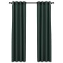 Cortinas opacas con ojales look de lino 2 pzas verde 140x225 cm de vidaXL, Cortinas y visillos - Ref: Foro24-321185, Precio: ...