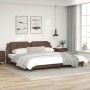 Brown synthetic leather headboard bed frame 200x200 cm by , Beds and slatted bases - Ref: Foro24-3208207, Price: 207,41 €, Di...