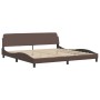 Brown synthetic leather headboard bed frame 200x200 cm by , Beds and slatted bases - Ref: Foro24-3208207, Price: 207,41 €, Di...