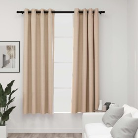 Verdunkelungsvorhänge mit Ösen Leinenoptik 2 Stück beige 140x175 cm von vidaXL, Vorhänge und Gardinen - Ref: Foro24-321208, P...