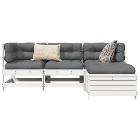 Gartensofa-Set 4-teilig aus massivem weißem Kiefernholz von , Gartensets - Ref: Foro24-3250785, Preis: 299,57 €, Rabatt: %