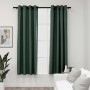 Cortinas opacas con ojales look de lino 2 pzas verde 140x175 cm de vidaXL, Cortinas y visillos - Ref: Foro24-321184, Precio: ...