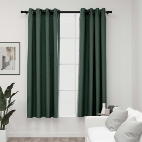 Blackout curtains with linen look eyelets 2 pcs green 140x175 cm by vidaXL, Curtains and curtains - Ref: Foro24-321184, Price...