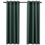 Cortinas opacas con ojales look de lino 2 pzas verde 140x175 cm de vidaXL, Cortinas y visillos - Ref: Foro24-321184, Precio: ...