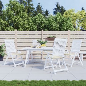 Gartenstuhlkissen mit niedriger Rückenlehne, 4 Stück, cremefarbener Oxford-Stoff von , Kissen für Stühle und Sofas - Ref: For...