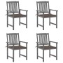 Garden chairs with cushions 4 pcs solid gray acacia wood by , Garden chairs - Ref: Foro24-3061238, Price: 272,21 €, Discount: %