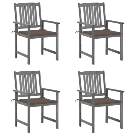 Garden chairs with cushions 4 pcs solid gray acacia wood by , Garden chairs - Ref: Foro24-3061238, Price: 272,21 €, Discount: %