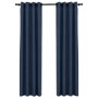 Blackout curtains with linen look eyelets 2 pcs blue 140x245 cm by vidaXL, Curtains and curtains - Ref: Foro24-321178, Price:...