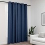 Cortina opaca con ojales look de lino azul 290x245 cm de vidaXL, Cortinas y visillos - Ref: Foro24-321179, Precio: 33,66 €, D...