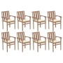 Stackable garden chairs 8 pcs solid teak wood with cushions by , Garden chairs - Ref: Foro24-3073435, Price: 942,76 €, Discou...