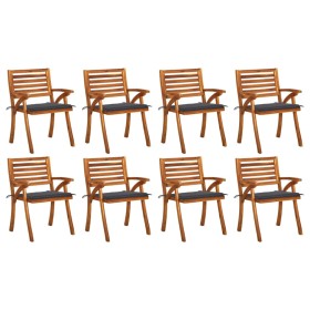 Garden chairs 8 pcs solid teak wood with cushions by , Garden chairs - Ref: Foro24-3075201, Price: 644,12 €, Discount: %