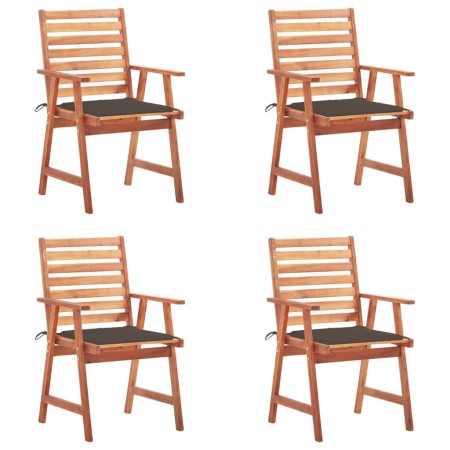 Garden dining chairs and cushions 4 pcs solid acacia wood by , Garden chairs - Ref: Foro24-3078328, Price: 256,99 €, Discount: %