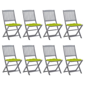 8 pcs folding garden chairs and solid acacia wood cushions by , Garden chairs - Ref: Foro24-3078316, Price: 395,91 €, Discoun...