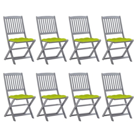 8 pcs folding garden chairs and solid acacia wood cushions by , Garden chairs - Ref: Foro24-3078316, Price: 395,91 €, Discoun...