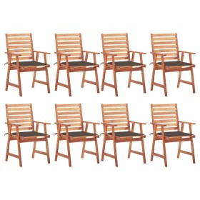 Garden dining chairs and cushions 8 units solid acacia wood by , Garden chairs - Ref: Foro24-3078382, Price: 553,16 €, Discou...