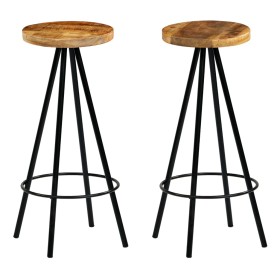 Kitchen bar stools 2 units solid mango wood by , Kitchen stools - Ref: Foro24-246238, Price: 143,81 €, Discount: %