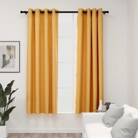 Blackout curtains with linen look eyelets 2 pcs yellow 140x175 cm by vidaXL, Curtains and curtains - Ref: Foro24-321192, Pric...