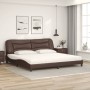 Bed with brown synthetic leather mattress 200x200 cm by , Beds and slatted bases - Ref: Foro24-3208747, Price: 512,21 €, Disc...