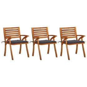 Sillas de comedor jardín con cojines 3 uds madera maciza acacia de , Sillas de jardín - Ref: Foro24-3060781, Precio: 242,63 €...