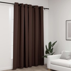 Cortina opaca con ojales look de lino gris taupe 290x245 cm de vidaXL, Cortinas y visillos - Ref: Foro24-321203, Precio: 41,9...