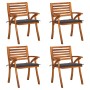 Garden chairs with cushions 4 units solid acacia wood by , Garden chairs - Ref: Foro24-3075174, Price: 373,02 €, Discount: %