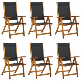 Folding garden chairs 6 pcs solid acacia wood textilene by , Garden chairs - Ref: Foro24-3120455, Price: 422,99 €, Discount: %