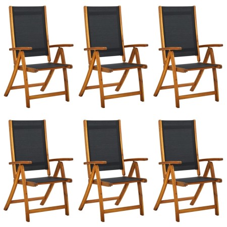 Folding garden chairs 6 pcs solid acacia wood textilene by , Garden chairs - Ref: Foro24-3120455, Price: 446,13 €, Discount: %