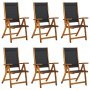 Folding garden chairs 6 pcs solid acacia wood textilene by , Garden chairs - Ref: Foro24-3120455, Price: 446,13 €, Discount: %