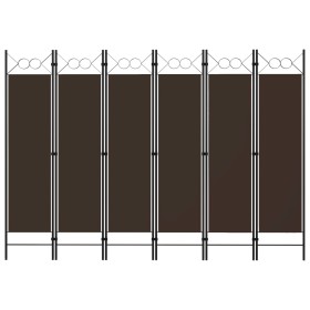 Biombo divisor de 6 paneles marrón 240x180 cm de vidaXL, Divisores de ambientes - Ref: Foro24-320712, Precio: 48,32 €, Descue...