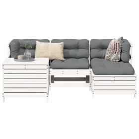 Gartensofa-Set 5-teilig aus massivem weißem Kiefernholz von , Gartensets - Ref: Foro24-3250489, Preis: 409,99 €, Rabatt: %