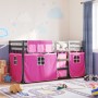 Bunk bed with curtains solid pink pine wood 90x200 cm by , Beds and slatted bases - Ref: Foro24-3283870, Price: 289,55 €, Dis...