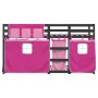 Bunk bed with curtains solid pink pine wood 90x200 cm by , Beds and slatted bases - Ref: Foro24-3283870, Price: 289,55 €, Dis...