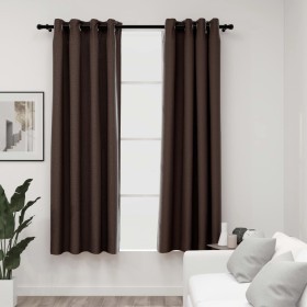 Verdunkelungsvorhänge in Leinenoptik, 2 Stück, Taupe, 140 x 175 cm von vidaXL, Vorhänge und Gardinen - Ref: Foro24-321200, Pr...