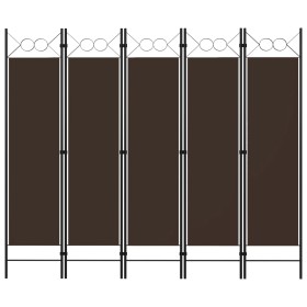 Brown 5-panel divider screen 200x180 cm by vidaXL, Room dividers - Ref: Foro24-320708, Price: 38,21 €, Discount: %