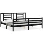 Double bed frame with black solid wood headboard by vidaXL, Beds and slatted bases - Ref: Foro24-3194720, Price: 160,66 €, Di...