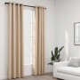 Cortinas opacas ojales look de lino 2 pzas beige 140x225 cm de vidaXL, Cortinas y visillos - Ref: Foro24-321209, Precio: 38,9...