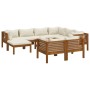 Garden furniture 10 pcs cream cushions solid acacia wood by , Garden sets - Ref: Foro24-3086941, Price: 1,00 €, Discount: %