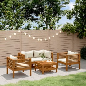 Garden furniture 5 pcs cream cushions solid acacia wood by , Garden sets - Ref: Foro24-3086934, Price: 668,99 €, Discount: %