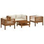 Garden furniture 5 pcs cream cushions solid acacia wood by , Garden sets - Ref: Foro24-3086934, Price: 709,91 €, Discount: %