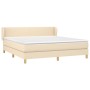 Cama box spring con colchón tela color crema 180x200 cm de , Camas y somieres - Ref: Foro24-3126666, Precio: 556,82 €, Descue...